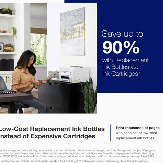 Epson EcoTank ET-4800 Wireless All-in-One Inkjet Printer, White – Cartridge-Free, Scanner, Copier, Fax, ADF, Ethernet, Home Office