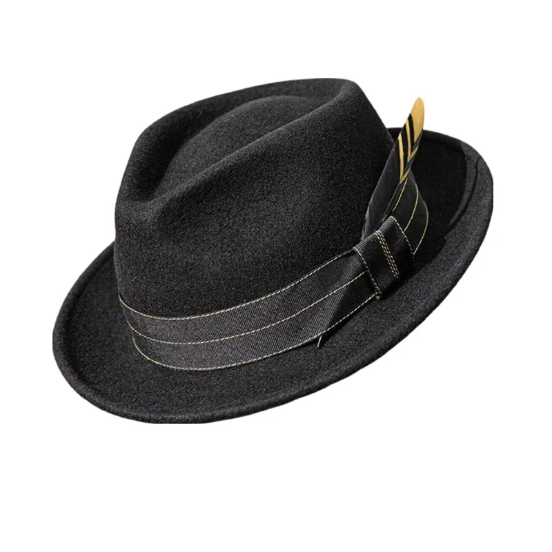 Epsilon Vintage Black Wool Fedora Hat