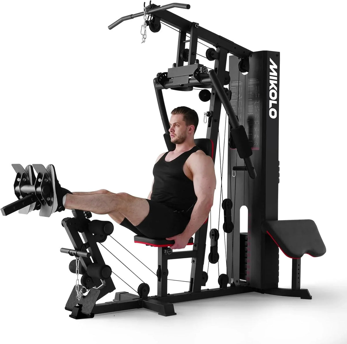 Mikolo Home Gym, Workout Station with 150LBS Weight Stack, Multifunctional Home Gym