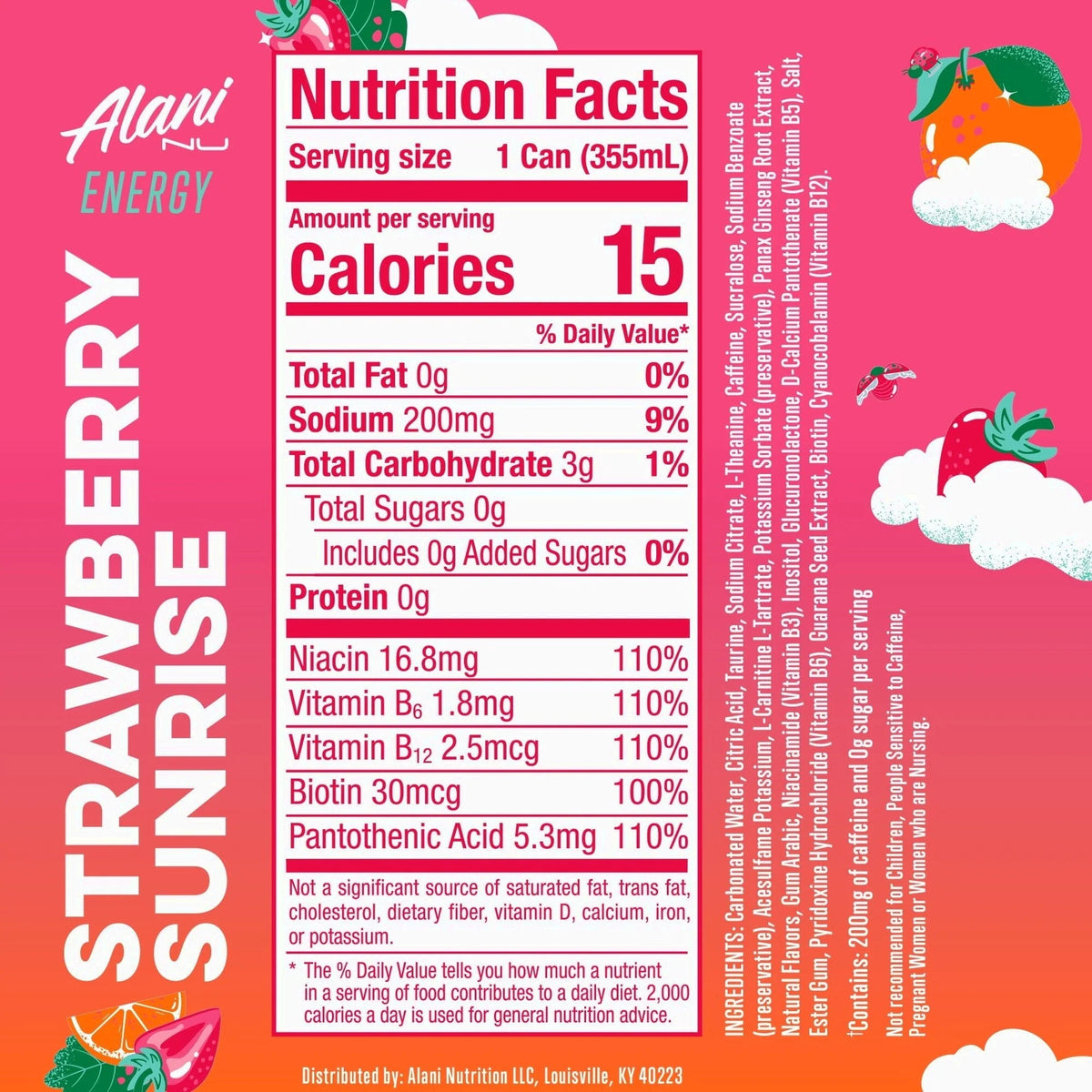Energy Drink Strawberry Sunrise 12oz 24 Pack
