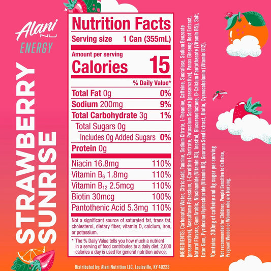 Energy Drink Strawberry Sunrise 12oz 24 Pack