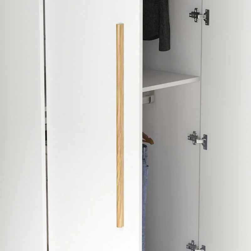 Modern Freestanding Solid Wood Wardrobe Closet With Storage Shelves