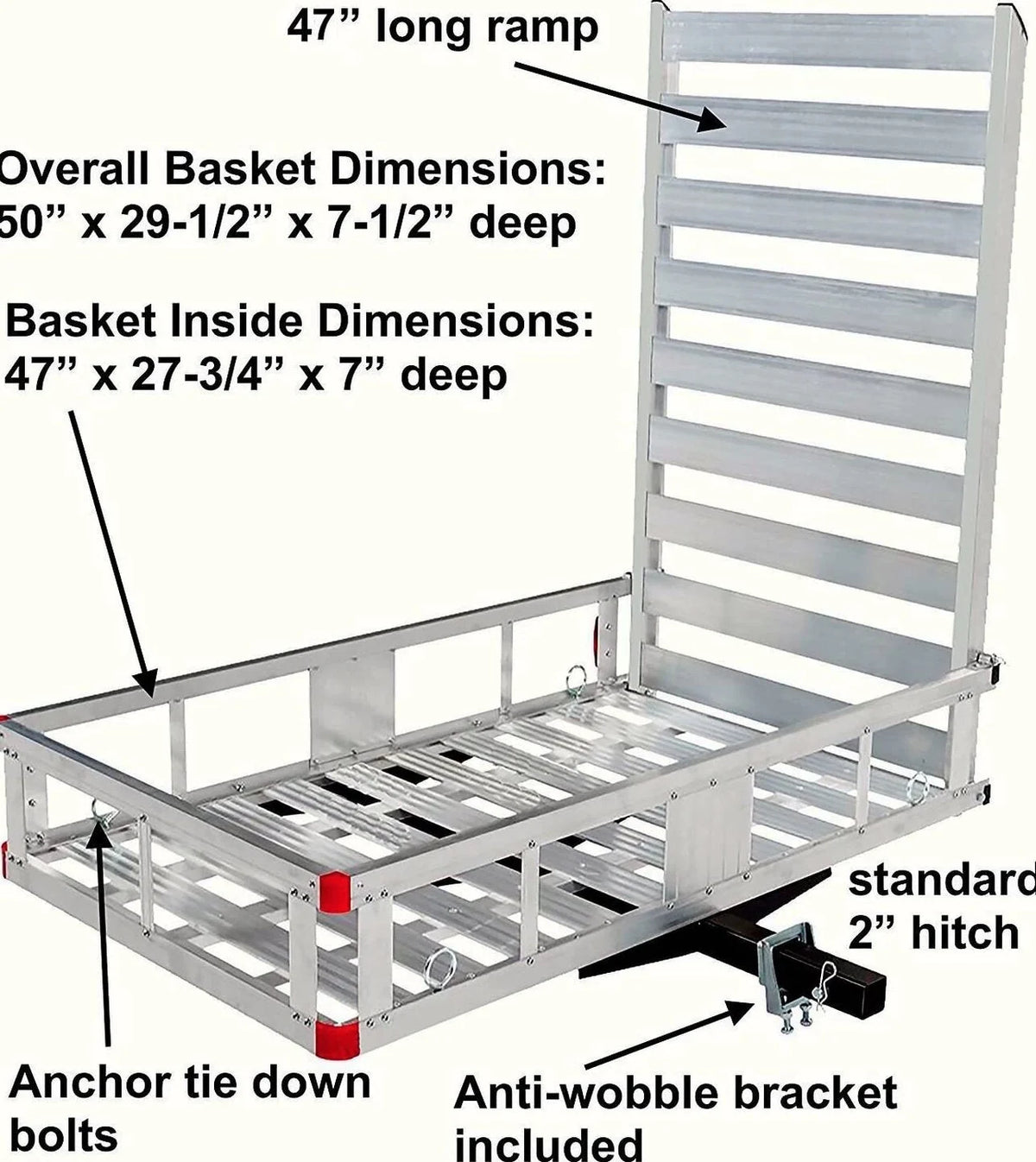 80779 Aluminum Hitch Mount Cargo Carrier with 47′′ Long Ramp, 1 Pack