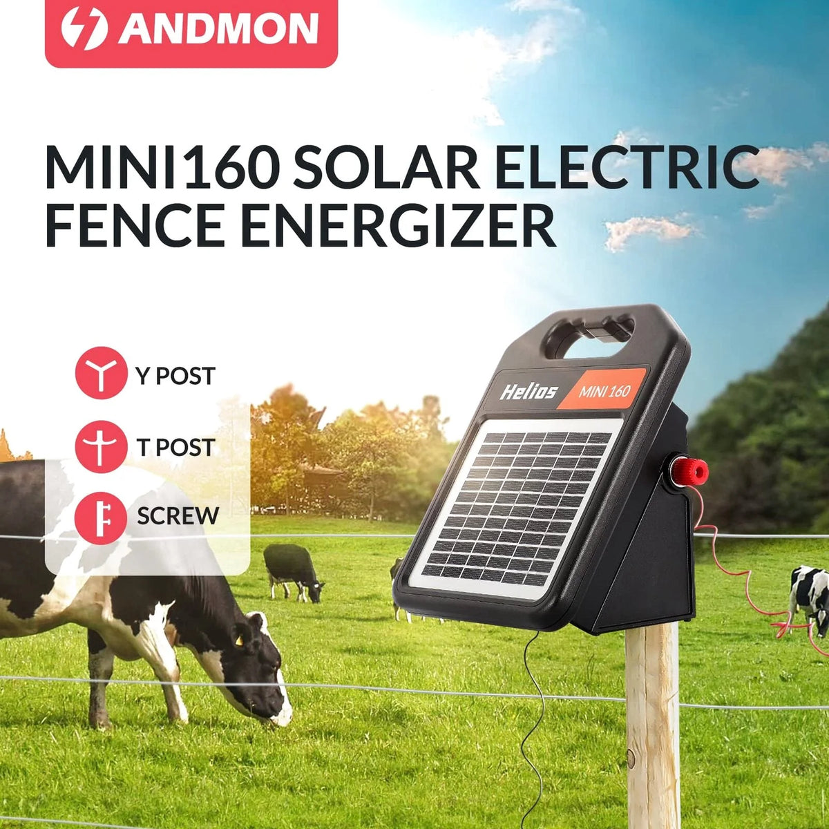 10 Miles Solar Electric Fence Charger with Day/Night Mode, 0.16J Portable Solar Fence Charger with Rechargeable Solar Panel for 24-Hour Uninterrupted Protection Electric Fence Energizer