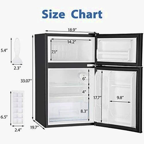 Euhomy Mini Fridge with Freezer, 3.2 Cu.Ft Mini Refrigerator with Freezer