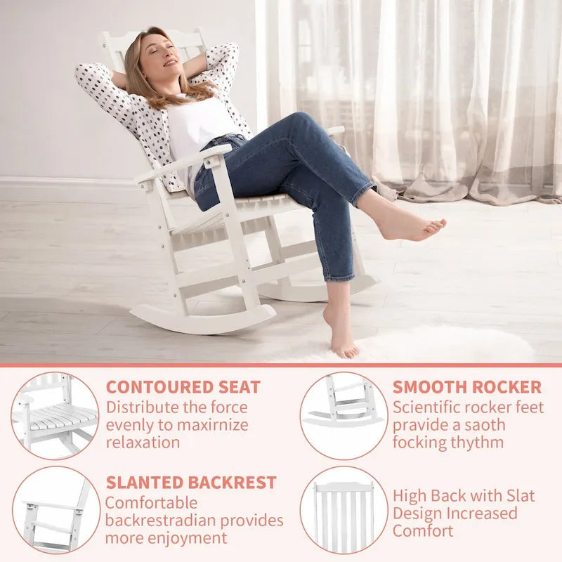 Vrakae 2 PCS Patio All Weather Resistant High Back Rocking Chair