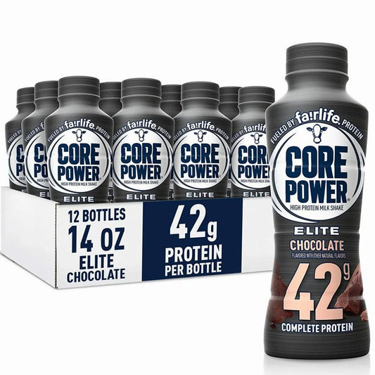 Core Power Elite Chocolate Protein Shake 42g, 14 Fl Oz, Pack of 12 - Workout Recovery Drink