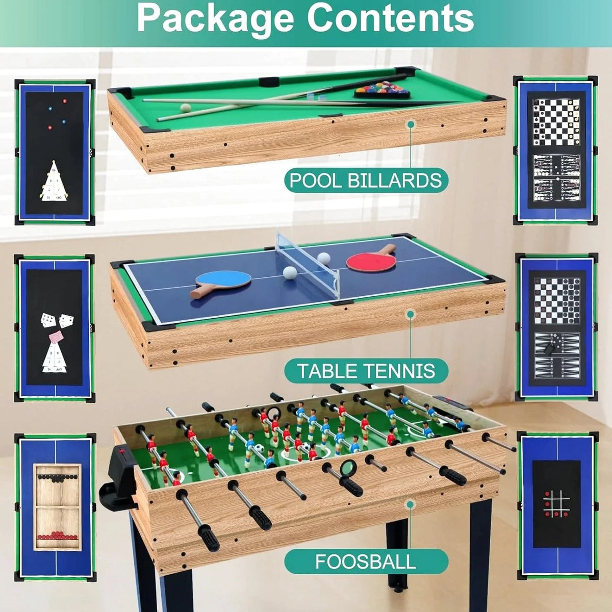 12-in-1 Game Table - 48" Combo Game Table, Ping Pong Table, Foosball Table, Air Hockey Table, Pool Table - Sports Arcade Games with Accessories - Ideal for Game Rooms and Family Game Nights!