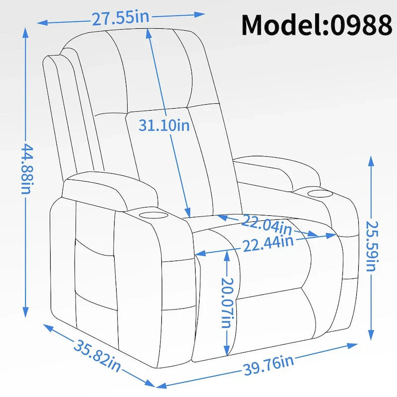 Lazy Boy Power Lift Recliner Chair, Modern Single Motor Massage Sofa Chair with Lumbar Heating, USB Charging Port, Cup Holders