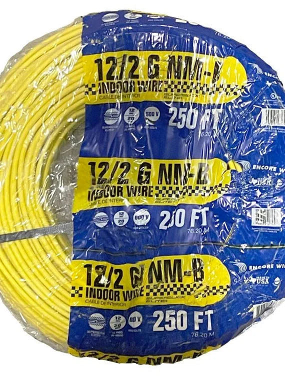 2025 Unbranded* 250-Ft Roll 12-2 AWG NM-B Gauge Indoor Electrical Copper Wire Ground Cable, WHITE (/2)