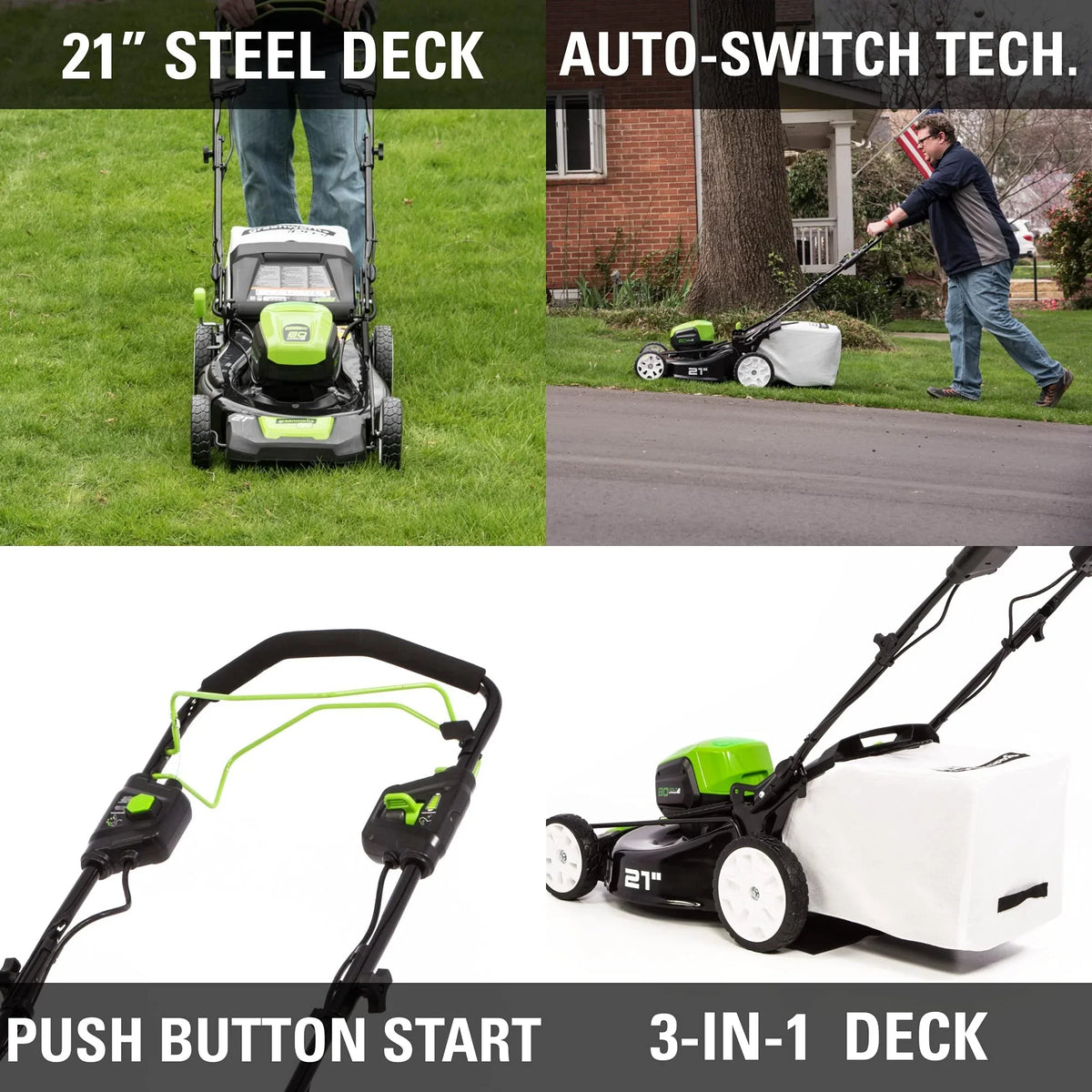 80V Battery-Powered Lawn Mower, 53 cm (21 inch), Self-Propelled, Brushless | Greenworks
