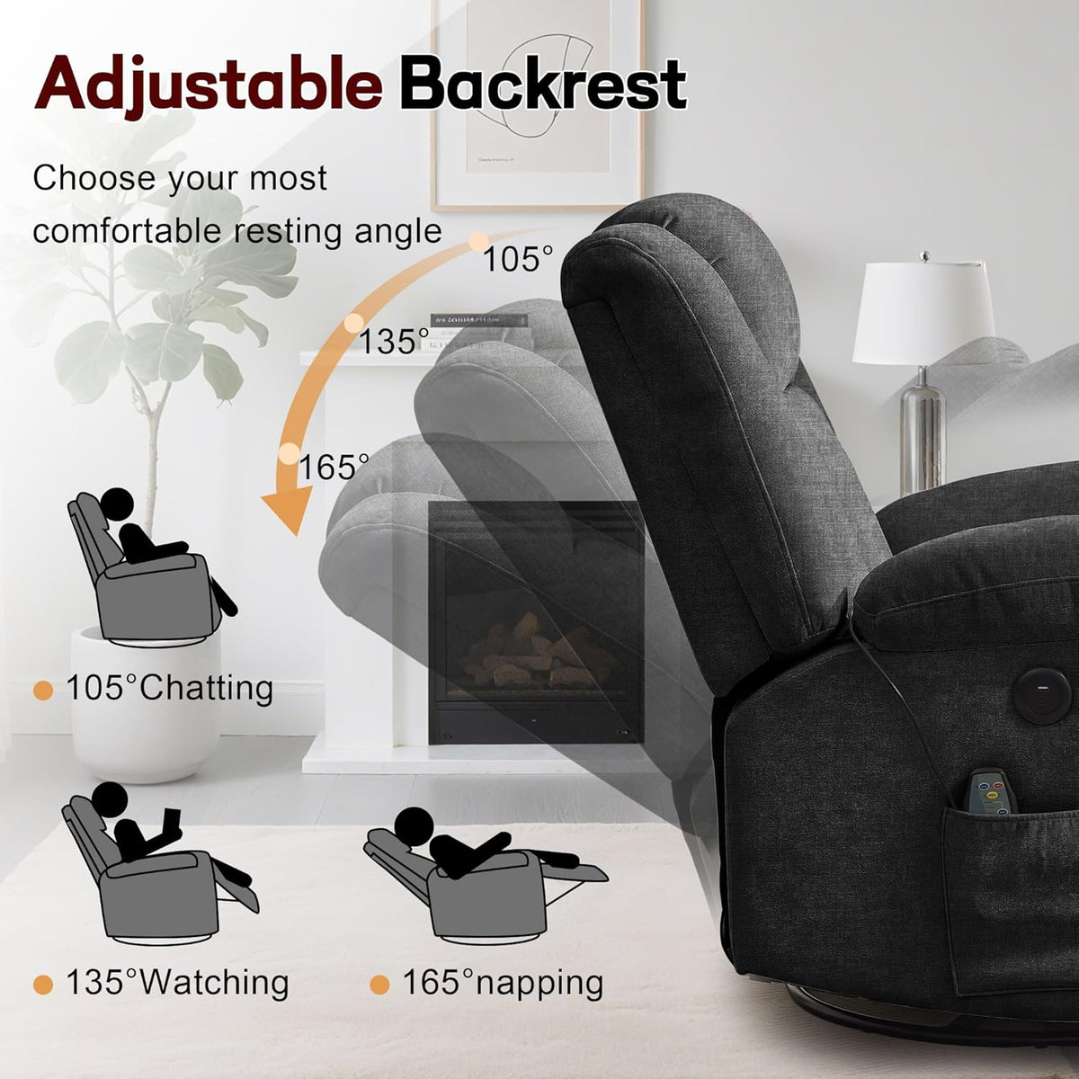 Rocker Recliner Glider Recliner Chairs for Adults 360° Swivel Rocking Chair