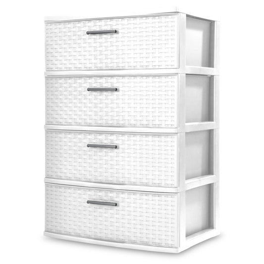 Sterilite 4 Drawer Wide Weave Tower White