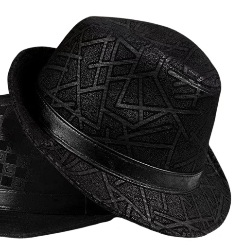 Bayeux Black Genuine Leather Trilby Hat
