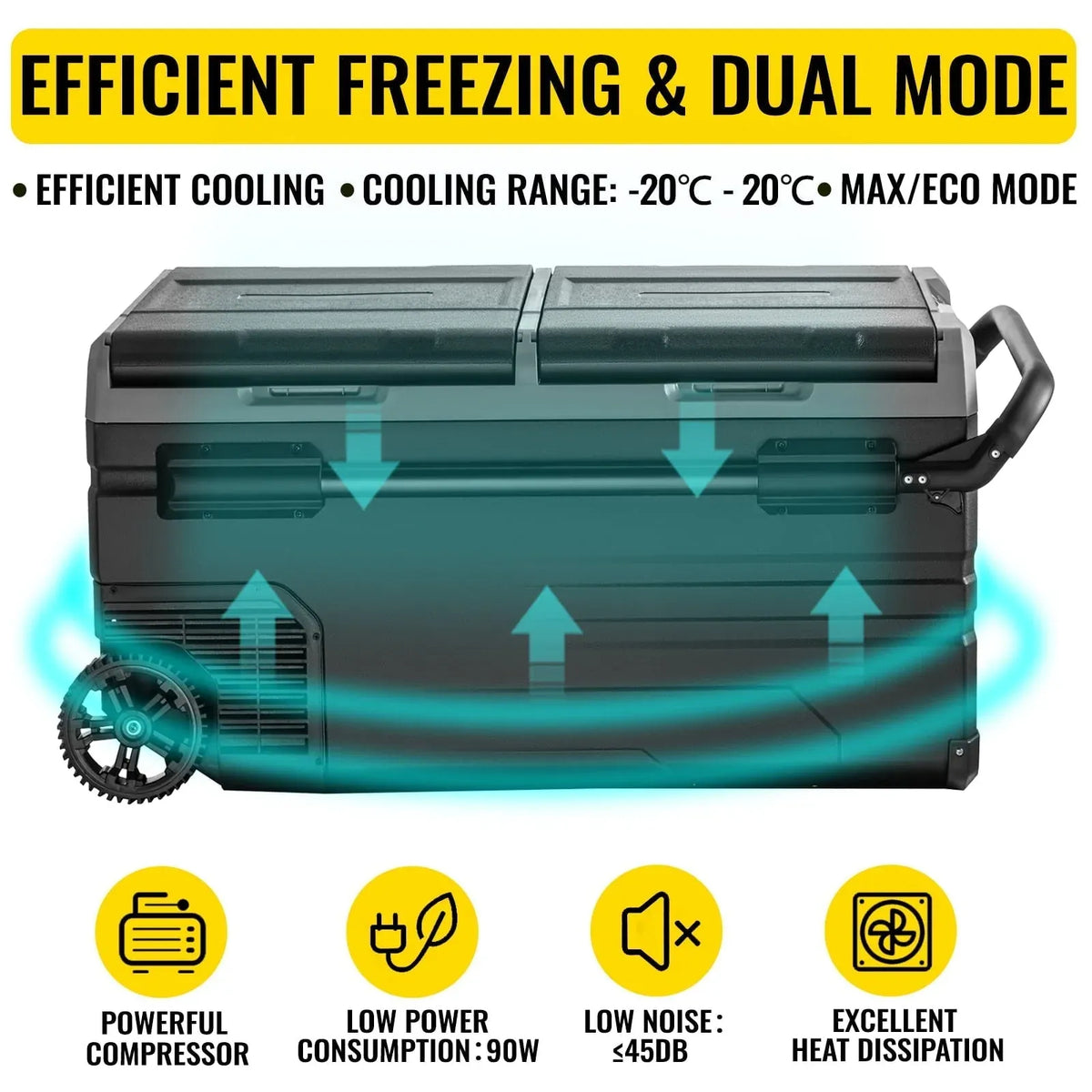 BENTISM 100Qt Portable Car Freezer 95L Refrigerator 12/24V Camping Fridge Freezer