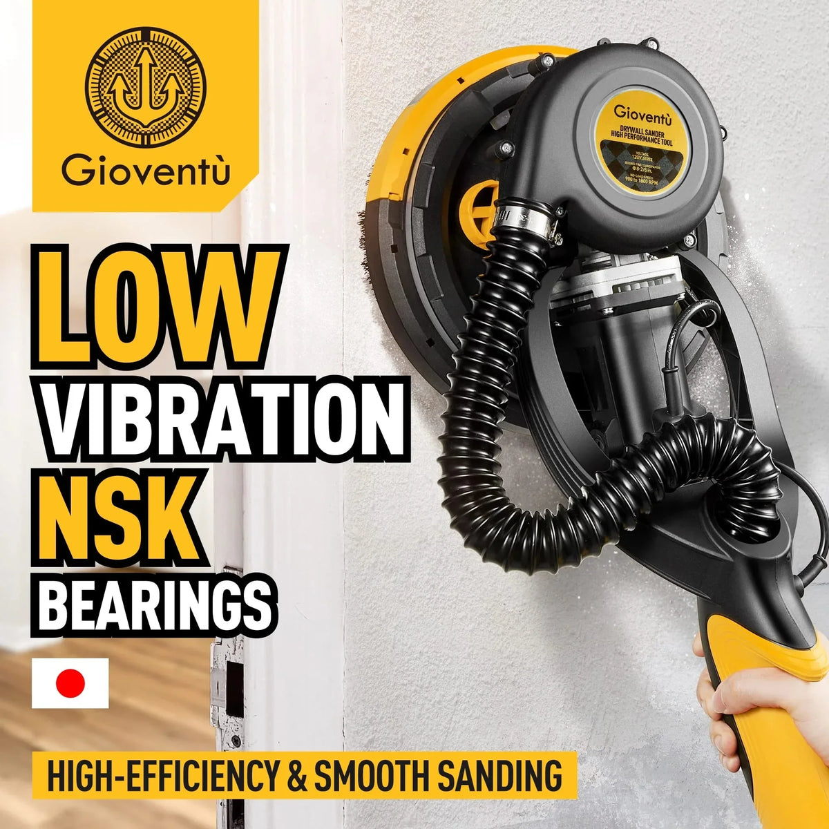 Giovent? Electric Drywall Sander with Dust Extraction, Suitable for Popcorn Ceilings