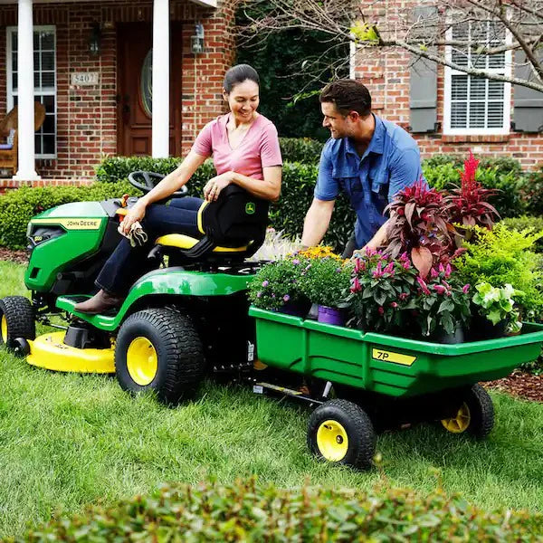 John Deere S100 ride-on lawnmower, 107 cm (42 inch) cutting width C 17.5 hp petrol hydrostatic drive