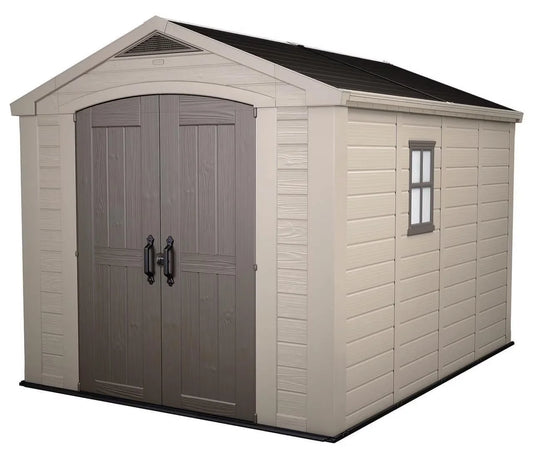Keter Factor 8 x 11 Foot All Weather Resin Outdoor Storage Shed, Taupe