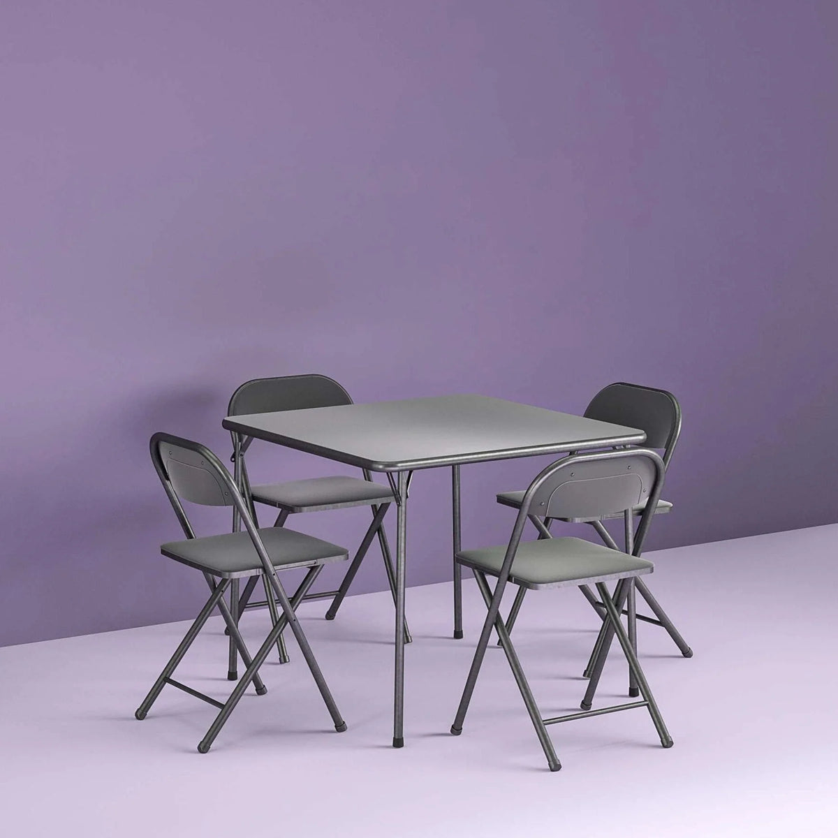 Cosco 5-Piece Folding Card Table Set, Black - Vinyl Seats, Easy Storage, Durable