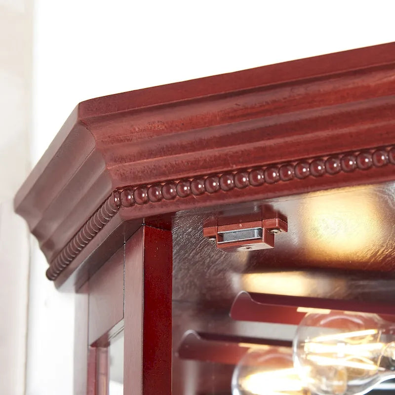 Corner Curio Cabinet with Lights, Adjustable Tempered Glass Shelves, Mirrored Back, Display Cabinet