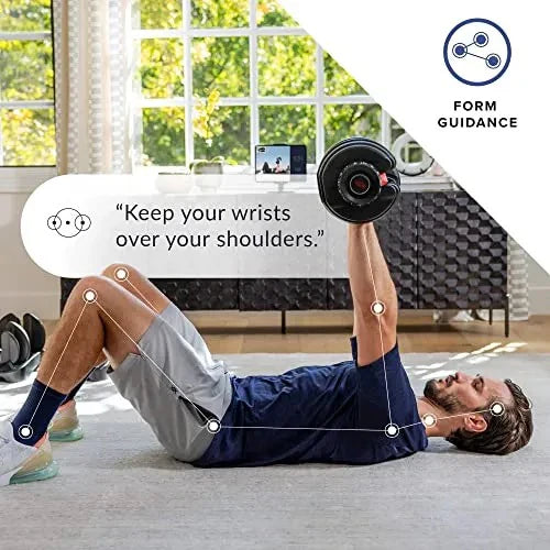 Bowflex SelectTech 552 Adjustable Dumbbells (pair), 2.3C23.8 kg, space-saving home fitness equipment