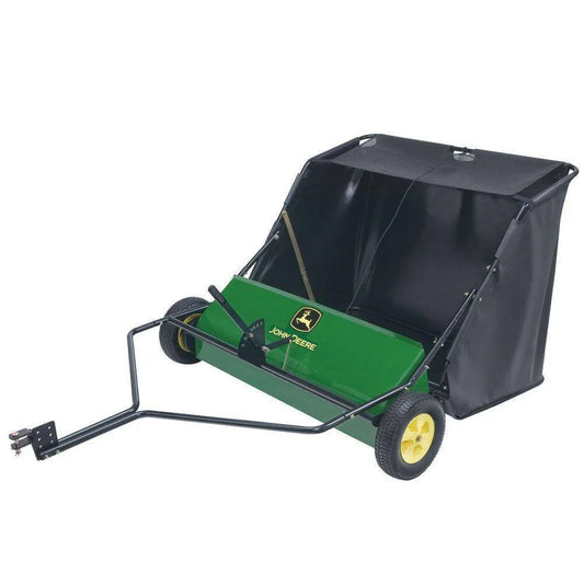 John Deere 42 trailed lawn sweeper, 24 cubic foot capacity, adjustable brushes