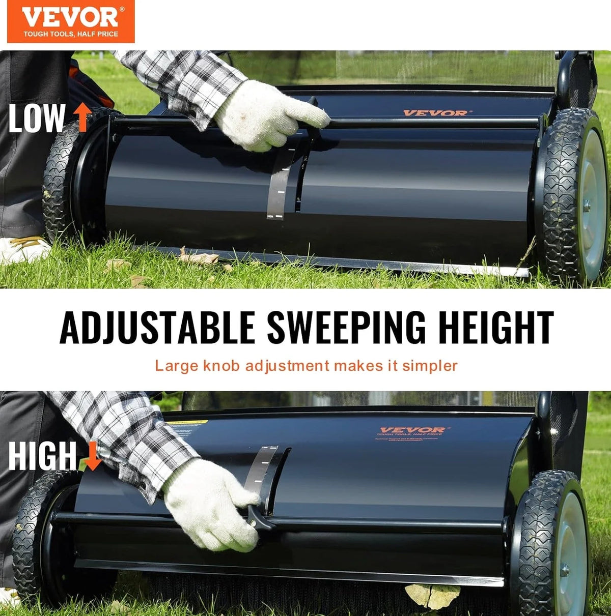 2025 Heavy Duty Steel 26 Inch Collector Push Lawn Sweeper