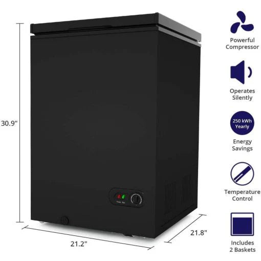 Northair Chest Freezer ?C 3.5 Cu Ft with 2 Removable Baskets ?C Reach In Freezer Chest ?C Quiet Compact Freezer ?C 7 Temperature Settings ?C Black