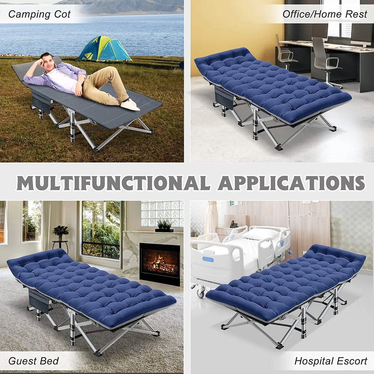 Slsy 2 Pack Folding Bed Cot with 3.3 Inch 2 Sided Mattress, 75"* 28" Folding Camping Cots with Carry Bag, Portable Sleeping Cot Guest Bed