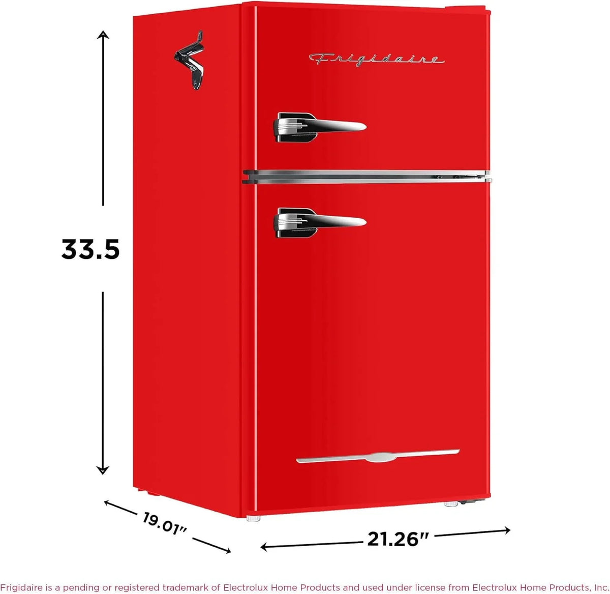 Frigidaire Retro Mini Fridge with Freezer Side Bottle Opener-Small 2 Door Refrigerator Office Bar