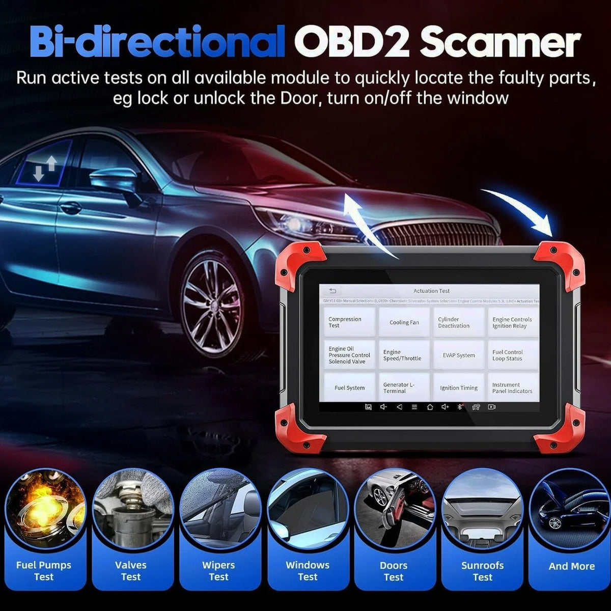Bidirectional Scan Tool: 2024 Newest Automotive Scanner Diagnostic Tool with ECU Coding Active Tests All System Scan 36+ Resets Crankshaft Relearn Android 10 3-Year Updates