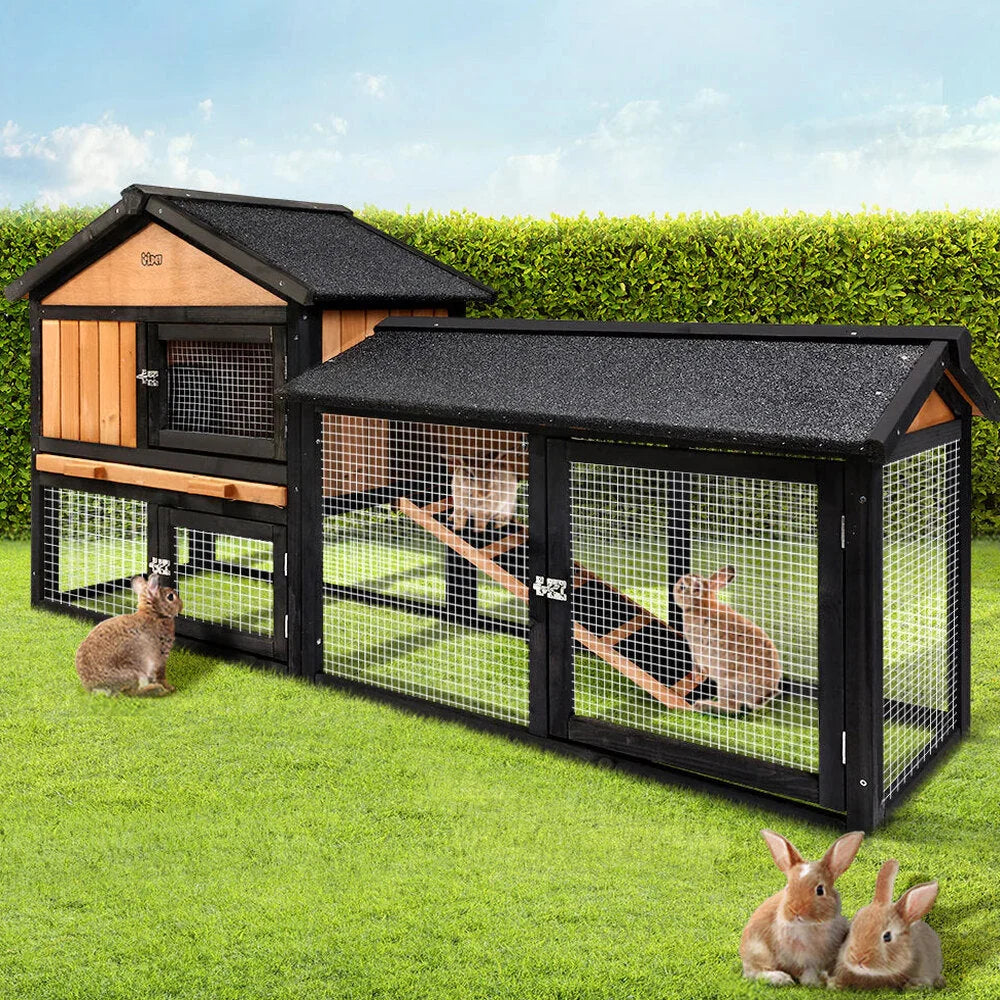 Extra Large Wooden Outdoor Chicken Coop Rabbit Hutch with Run - i.Pet