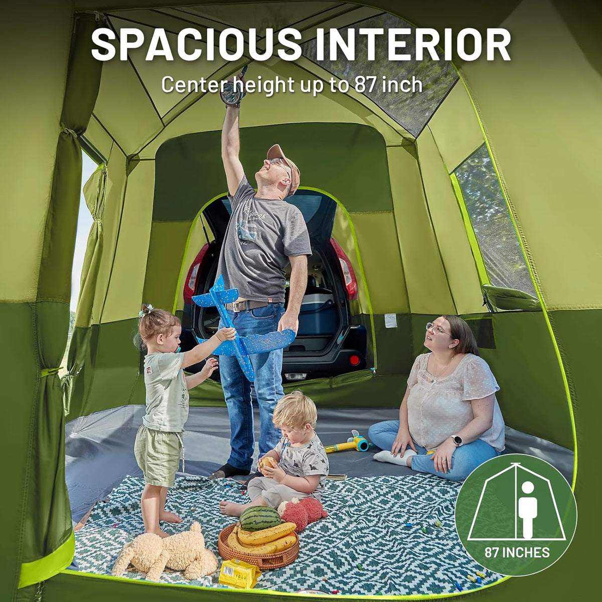 TIMBER RIDGE 5-9 Person SUV Tent with Screen Porch and Awning for Family Camping, Weather Resistant and Portable Van or Car Tent, Includes Rainfly and Storage Bag, 13' W X 10' L X 7.1' H