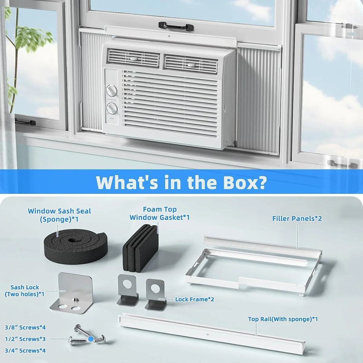 Antarctic Star 12,000 BTU U-Shaped Window Air Conditioner Unit Cools up to 550 Sq.Ft. with 6 Modes 24H Timer, Ultra Quiet Window AC Units