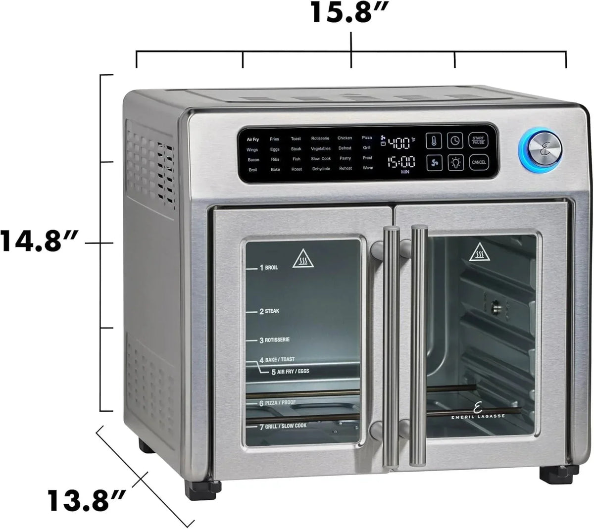 Emeril Lagasse Extra Large French Door Air Fryer Toaster Oven Combo, 24 Cooking Functions