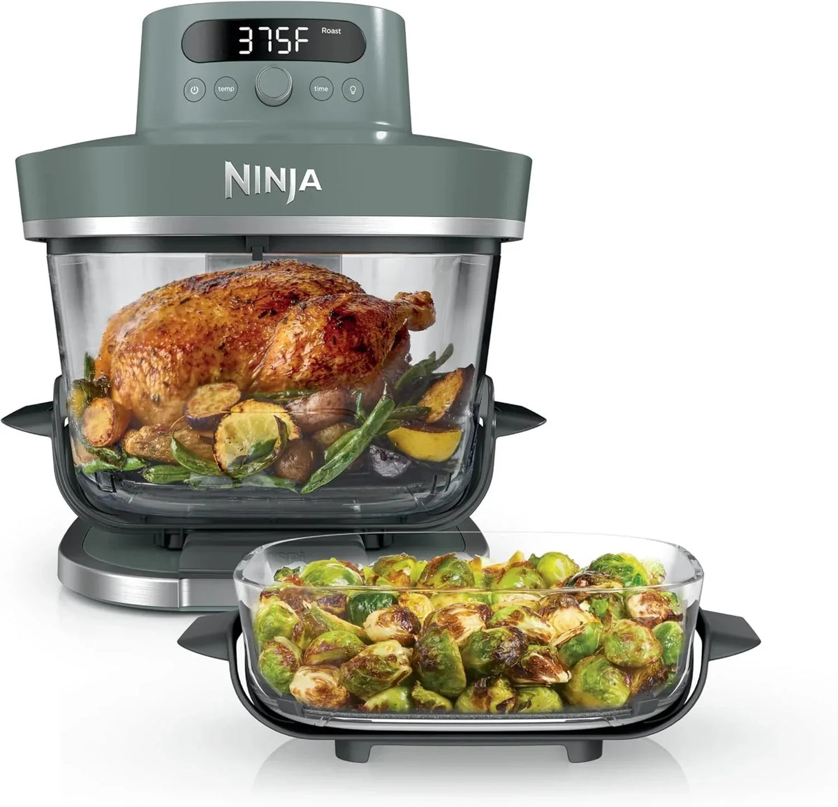 Ninja Crispi Pro 6-in-1 Glass Air Fryer | 6-Liter and 2.5-Liter Glass Containers with Storage Lids