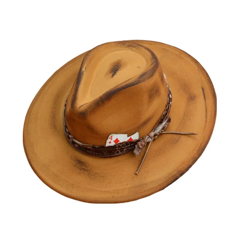 Blackjack Retro Handmade Burned Fedora Hat