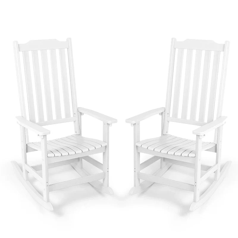 Vrakae 2 PCS Patio All Weather Resistant High Back Rocking Chair