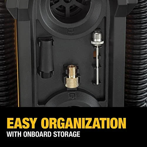 DEWALT 20V MAX tire inflator, compact and portable, automatic shut-off, LED light