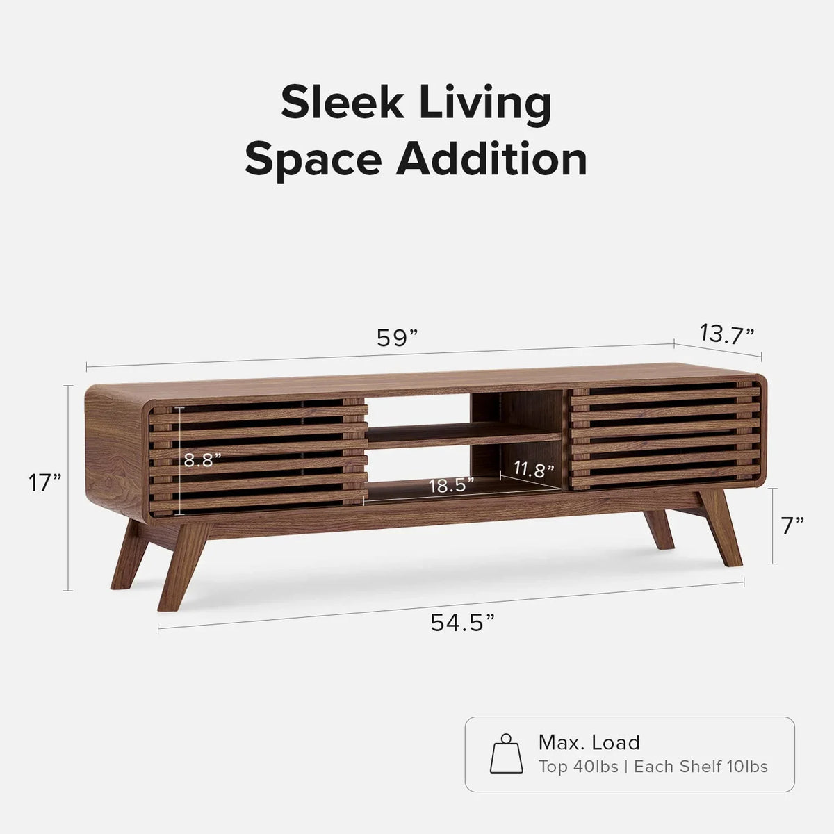 mopio Ensley 59" Walnut TV Stand for 55/60/65 inch TV