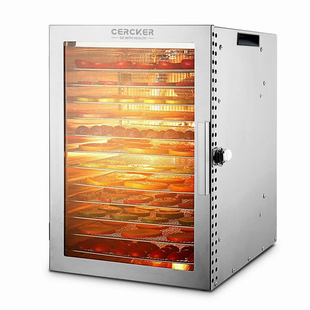 Cercker Food-Dehydrator Machine with 12 Stainless Steel Trays