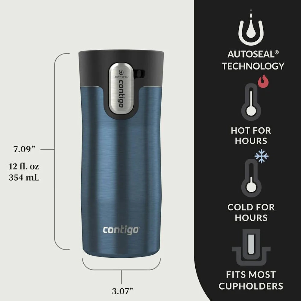 Contigo® AUTOSEAL® West Loop Vacuum-Insulated Stainless Steel Travel Mug with Easy-Clean Lid, 12 oz - Transparent Blueberry