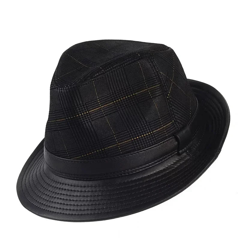 Bayeux Black Genuine Leather Trilby Hat