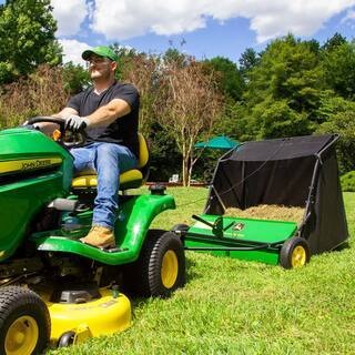 John Deere 42 trailed lawn sweeper, 24 cubic foot capacity, adjustable brushes