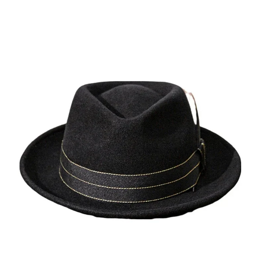 Epsilon Vintage Black Wool Fedora Hat