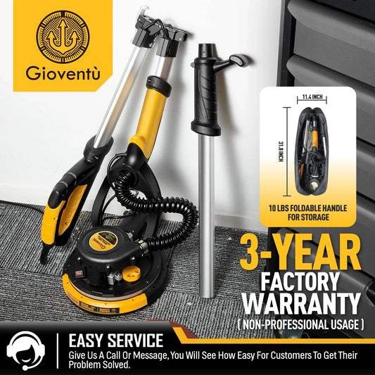 Giovent? Electric Drywall Sander with Dust Extraction, Suitable for Popcorn Ceilings