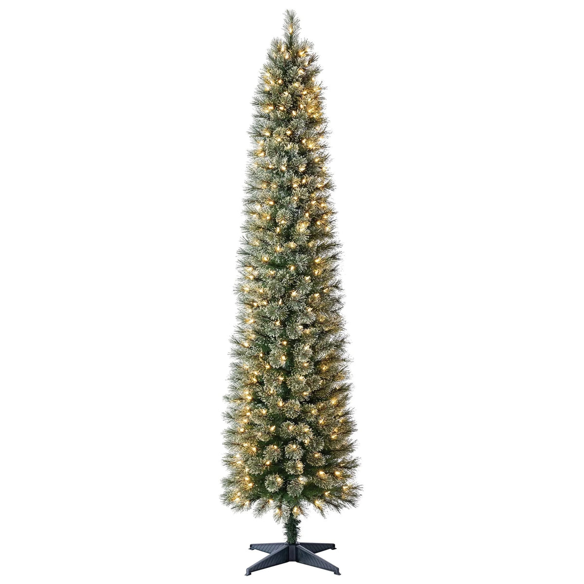 7 ft Pre-Lit Shelton Pencil Fir Artificial Christmas Tree, Clear LED Lights, by Holiday Time