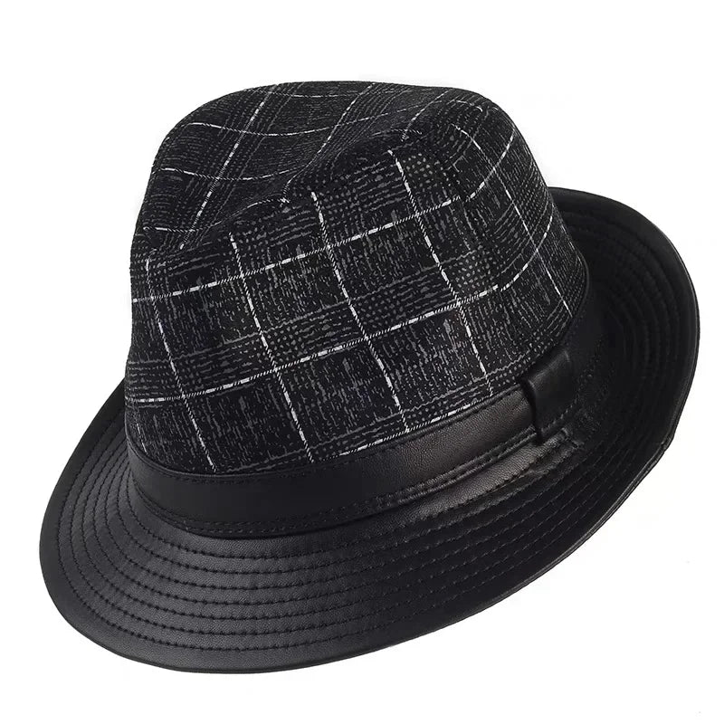 Bayeux Black Genuine Leather Trilby Hat