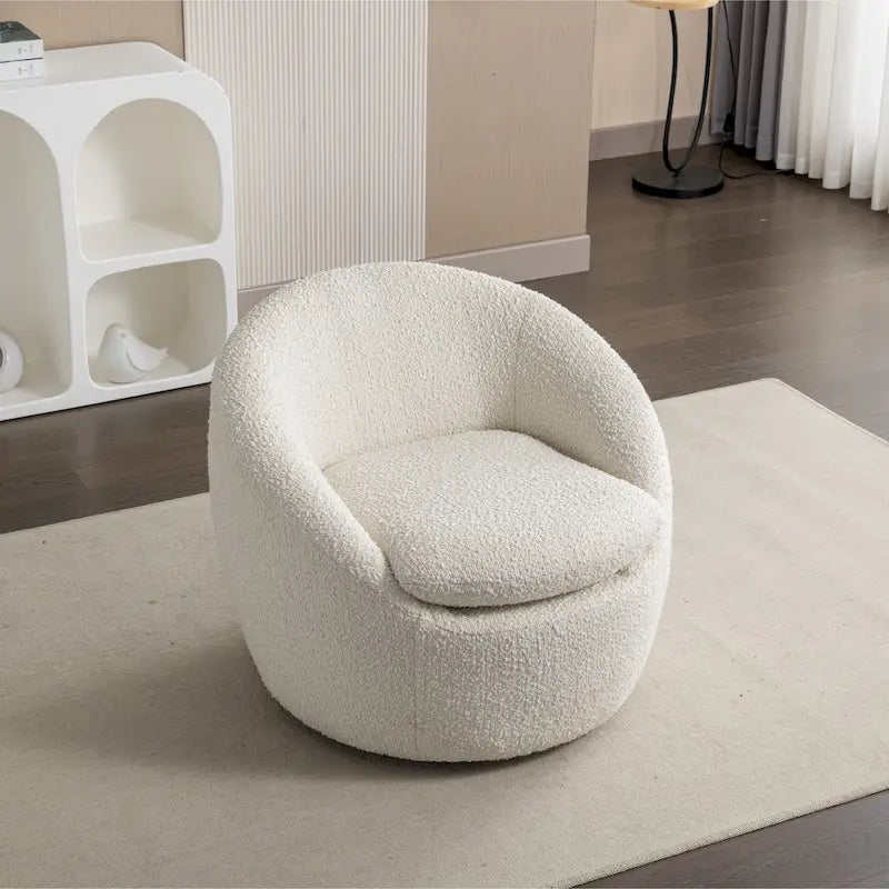 Swivel Barrel Chair - 360° Rotation - Boucle Fabric