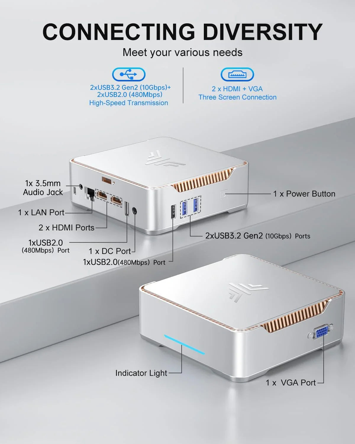 KAMRUI GK3Plus Mini PC, 16GB RAM, 512GB M.2 SSD Mini Computer
